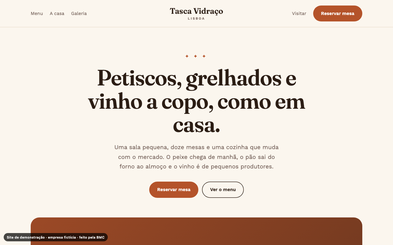 Exemplo: site de um restaurante